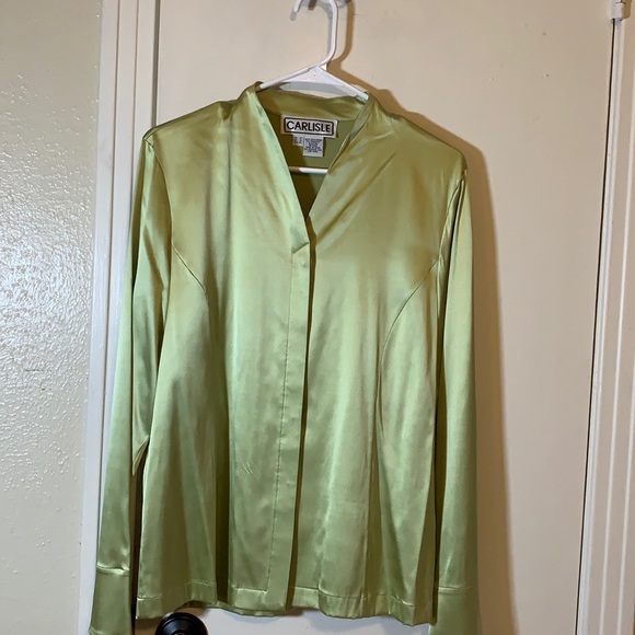 Carlisle Tops Luxury Carlisle Green Silk Button Down Shirt Poshmark